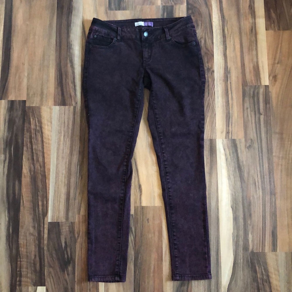 Maroon Acid Wash Jeggings